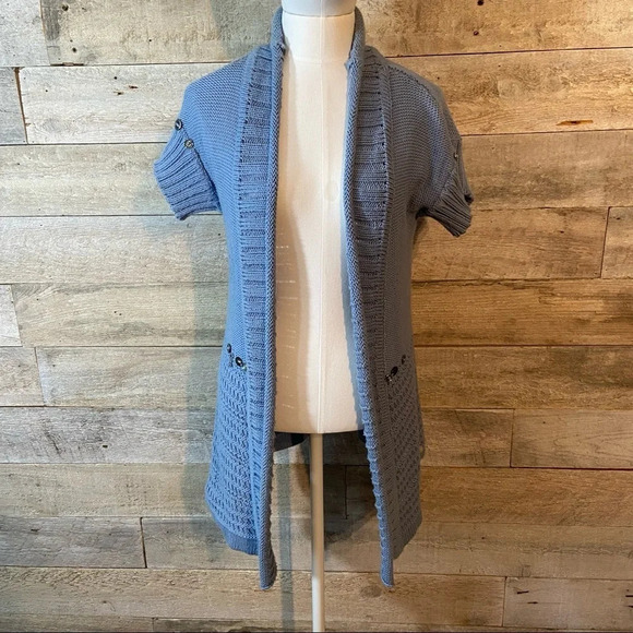 Pure handknit women’s blue  open cardigan sweater in size x-small/small - Picture 1 of 10